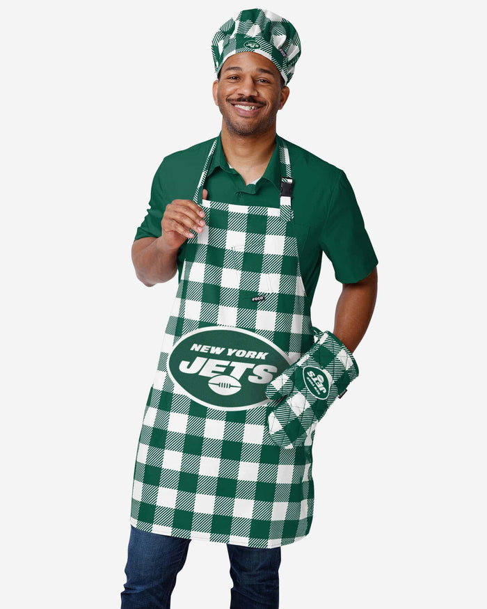 New York Jets Plaid Chef Set FOCO - FOCO.com