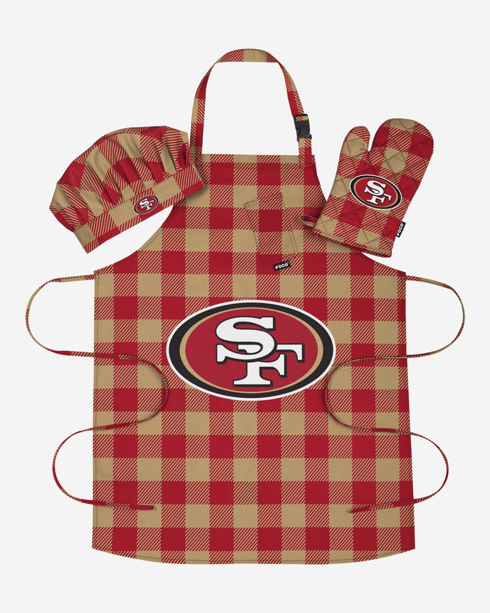 San Francisco 49ers Plaid Chef Set FOCO - FOCO.com