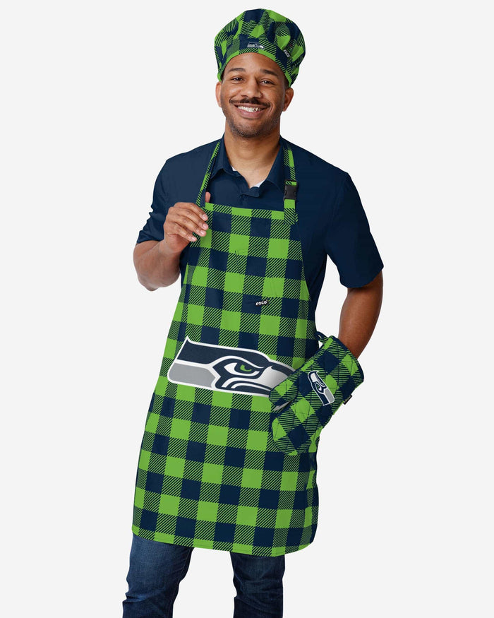 Seattle Seahawks Plaid Chef Set FOCO - FOCO.com