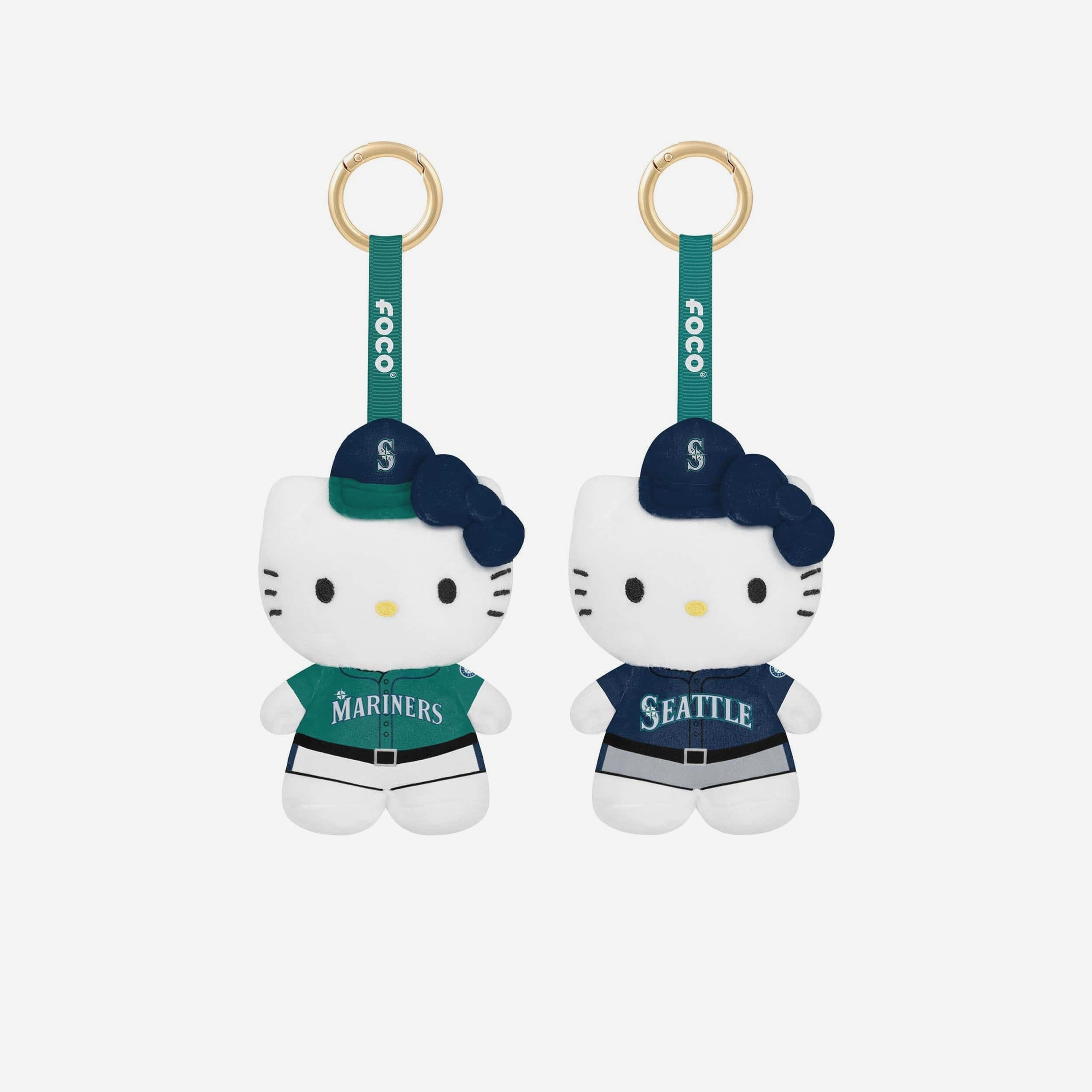Seattle Mariners 2 Pack Mini Plush Hello Kitty Bag Charm Keychain
