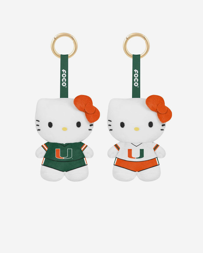Miami Hurricanes 2 Pack Mini Plush Hello Kitty® Bag Charm Keychain FOCO - FOCO.com