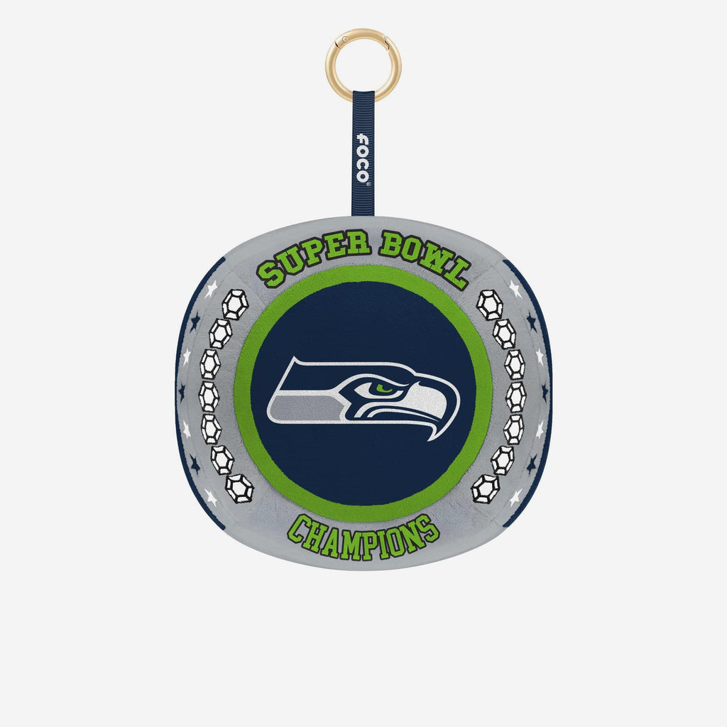 Seattle Seahawks Super Bowl LX Champions 4 Inch Plush Ring Bag Charm Keychain FOCO - FOCO.com