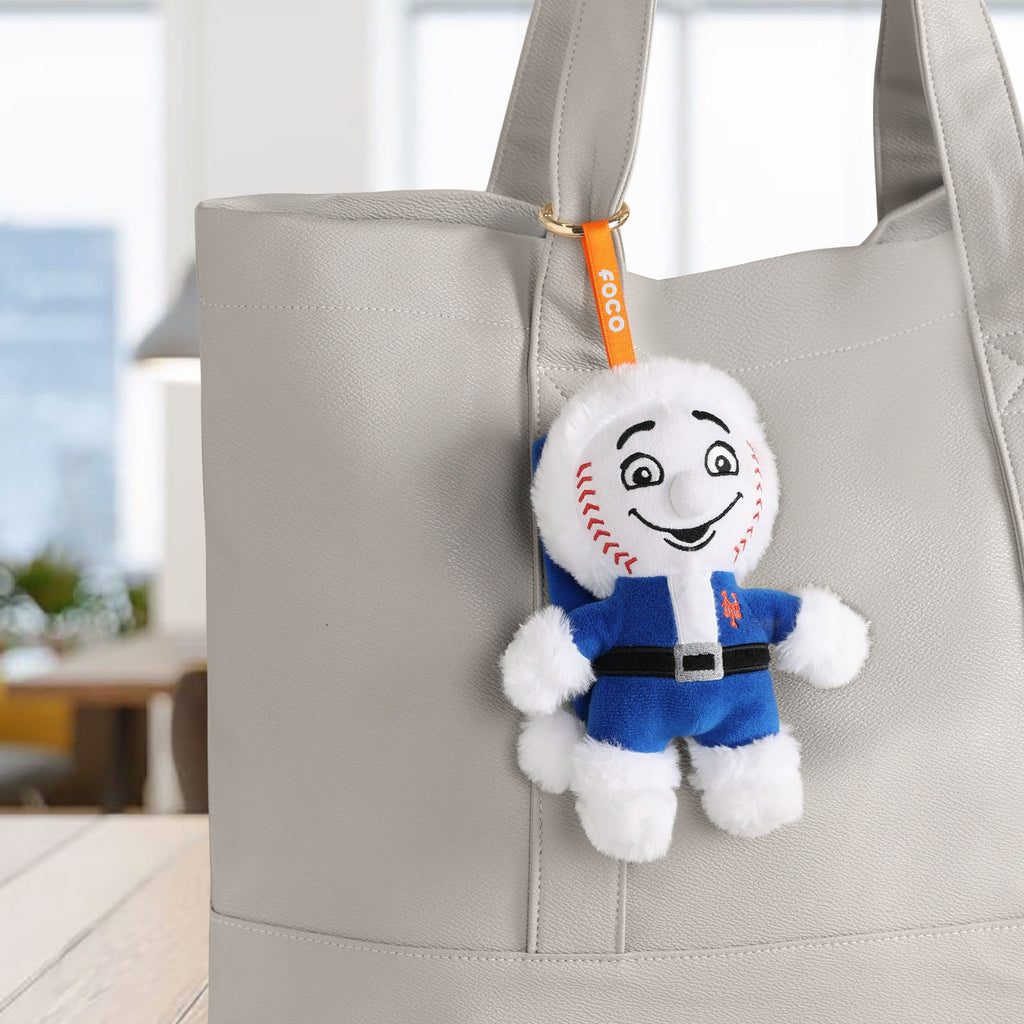 New York Mets Plush Mascot Santa Bag Charm Keychain FOCO