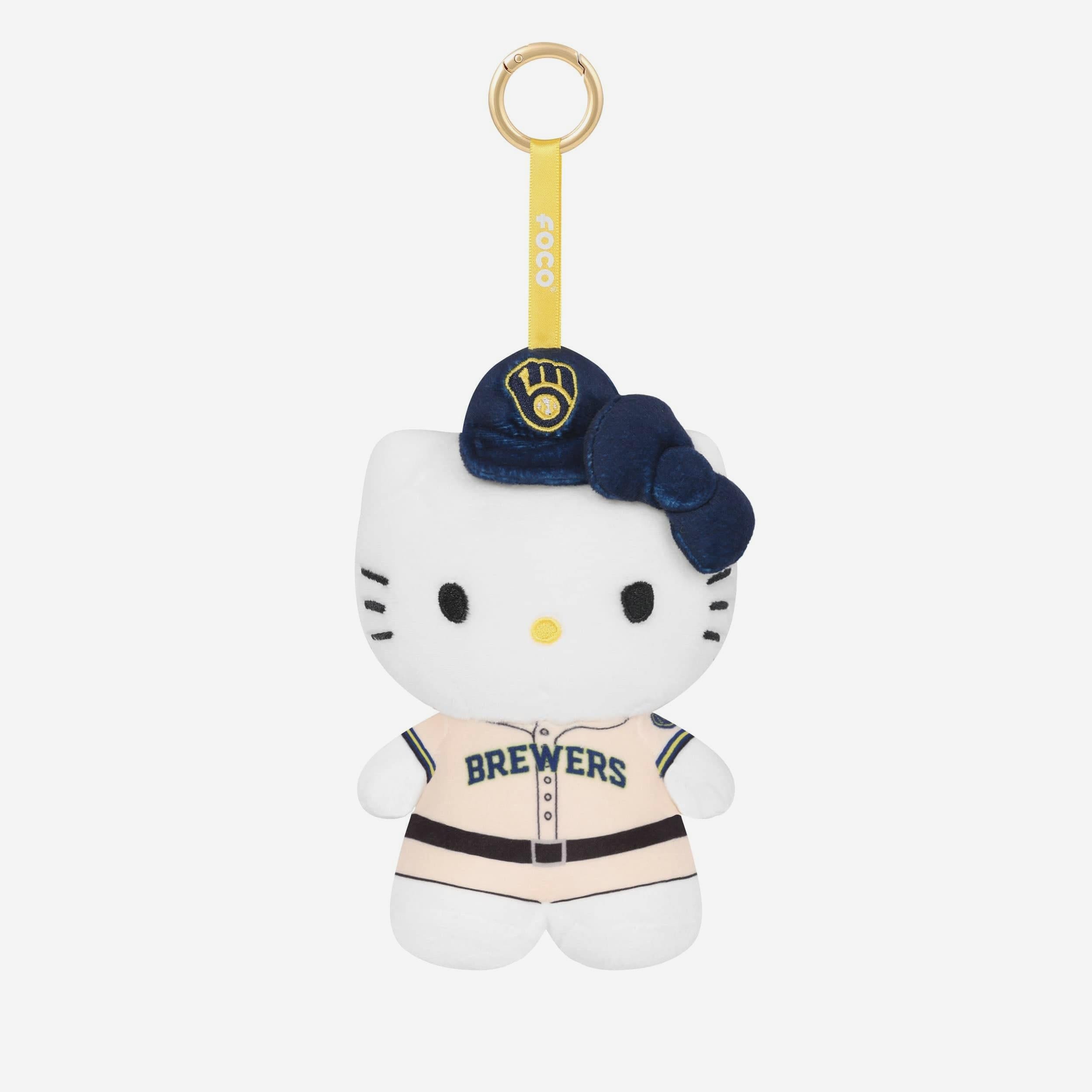 Milwaukee Brewers Plush Hello Kitty® Bag Charm Keychain FOCO