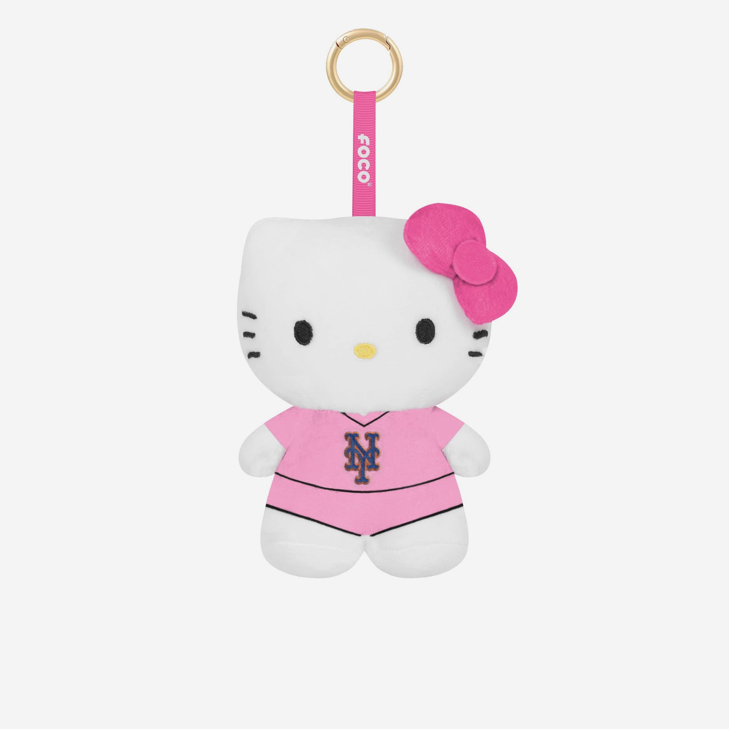 New York Mets Plush Hello Kitty® Pink Bag Charm Keychain FOCO