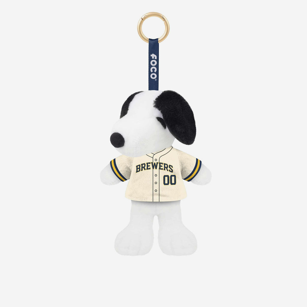 Milwaukee Brewers Plush Snoopy Peanuts Bag Charm Keychain FOCO - FOCO.com