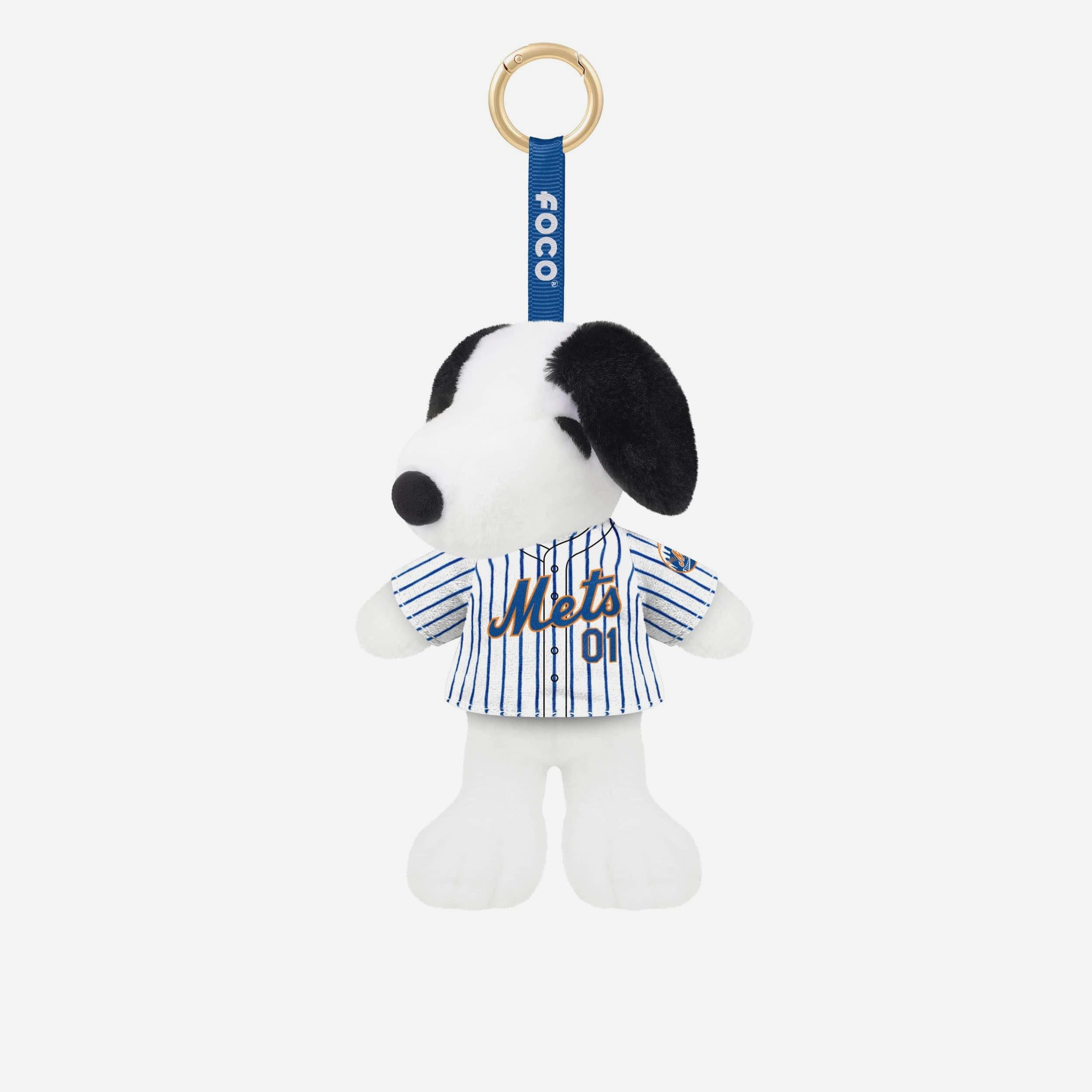New York Mets Plush Snoopy Peanuts Bag Charm Keychain FOCO