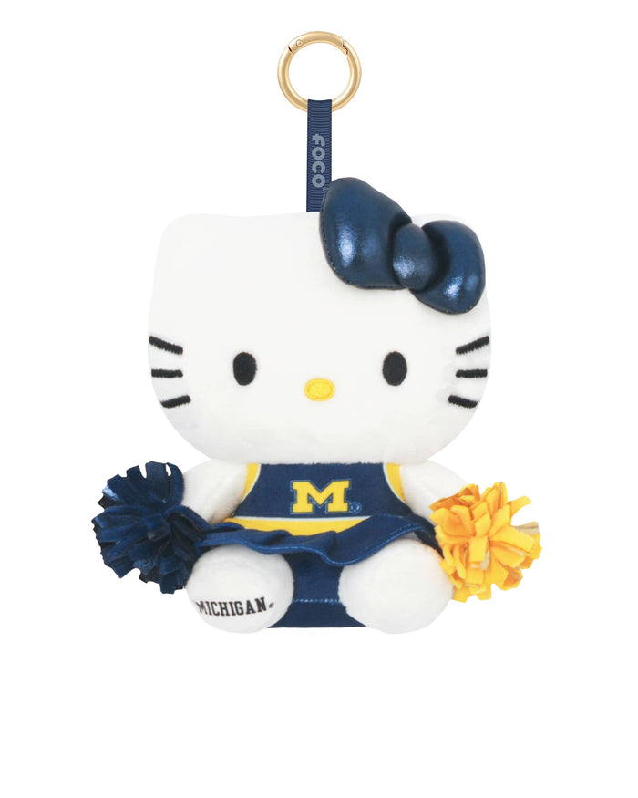 Michigan Wolverines Plush Hello Kitty® Cheerleader Bag Charm Keychain FOCO - FOCO.com