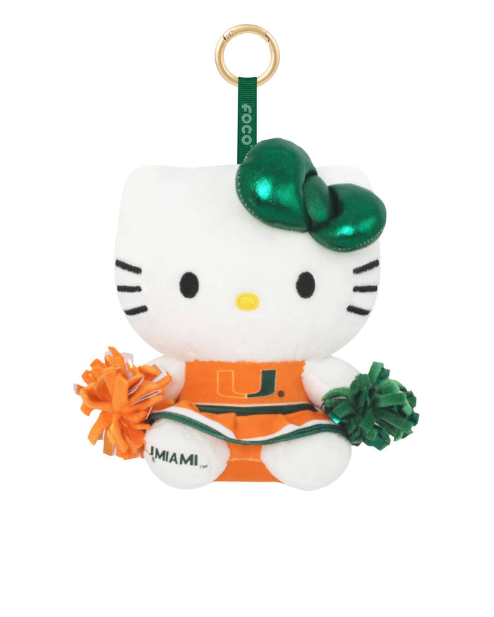 Miami Hurricanes Plush Hello Kitty® Cheerleader Bag Charm Keychain FOCO - FOCO.com