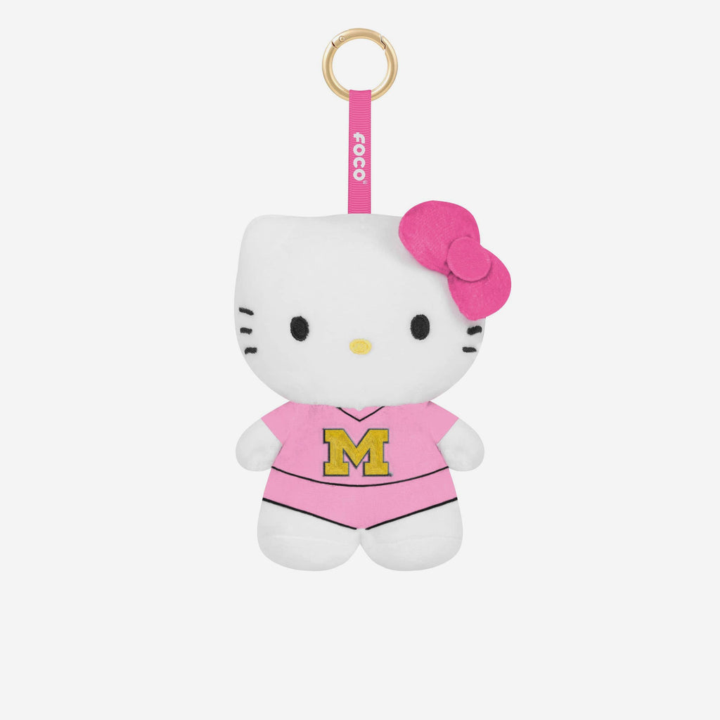Michigan Wolverines Plush Hello Kitty® Pink Bag Charm Keychain FOCO - FOCO.com