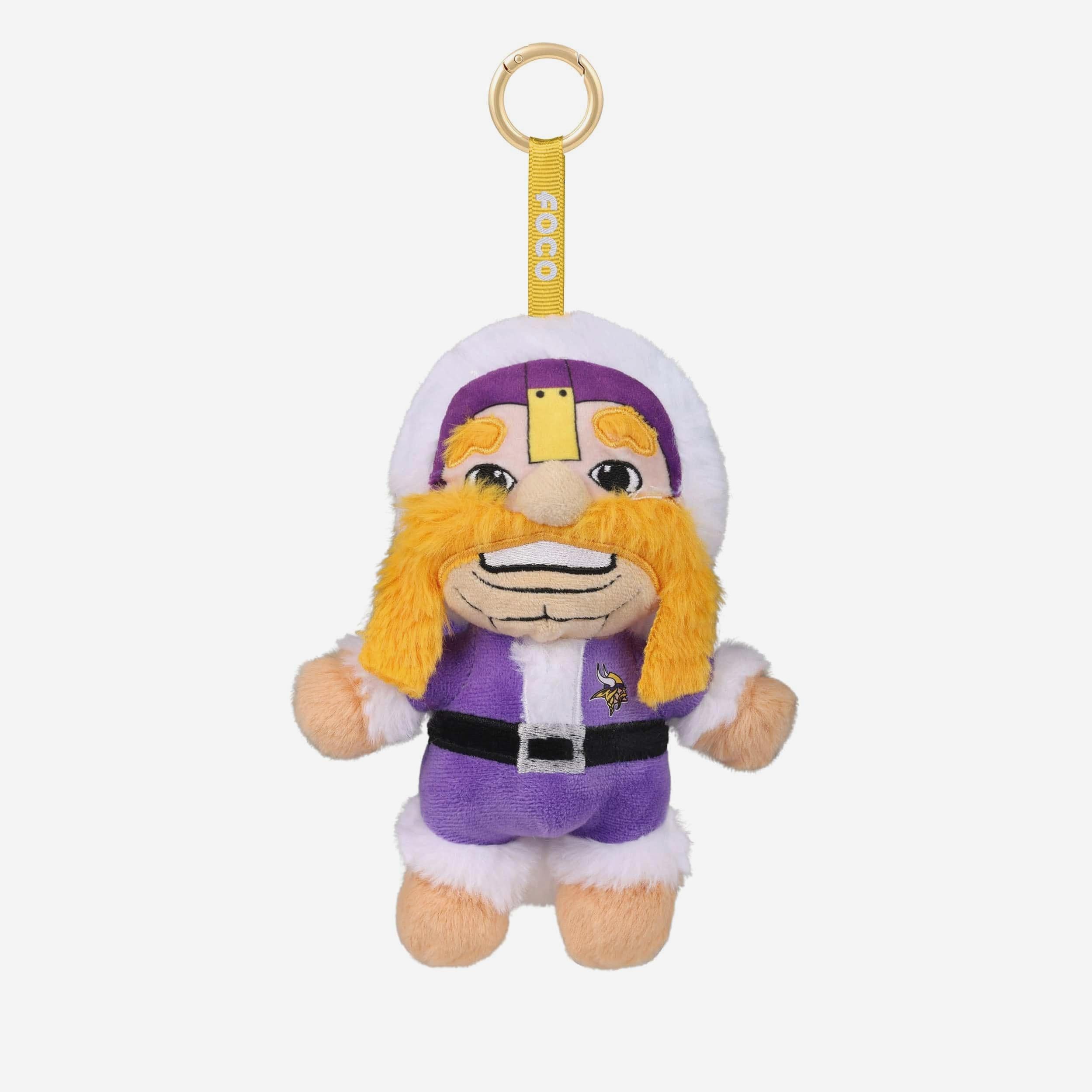 Minnesota Vikings Plush Mascot Santa Bag Charm Keychain FOCO
