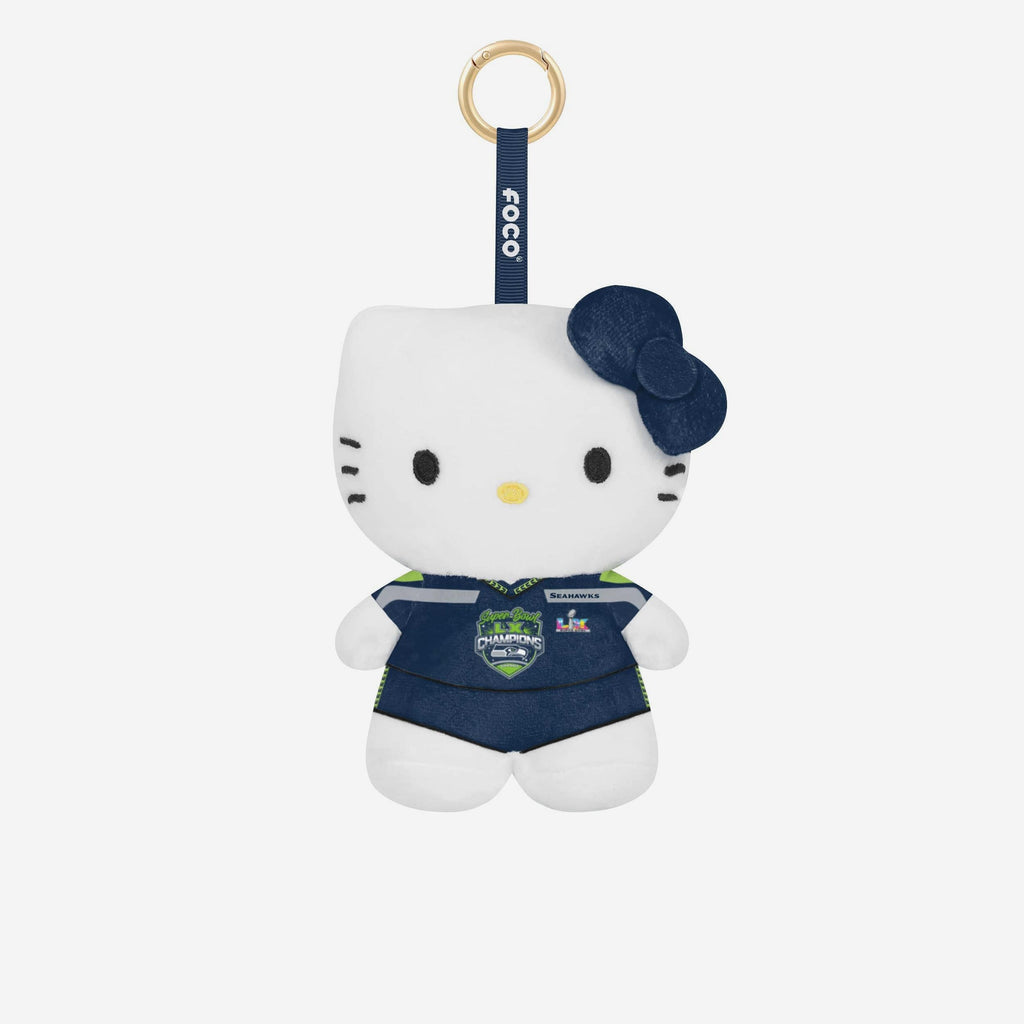 Seattle Seahawks Super Bowl LX Champions Plush Hello Kitty® Bag Charm Keychain FOCO - FOCO.com