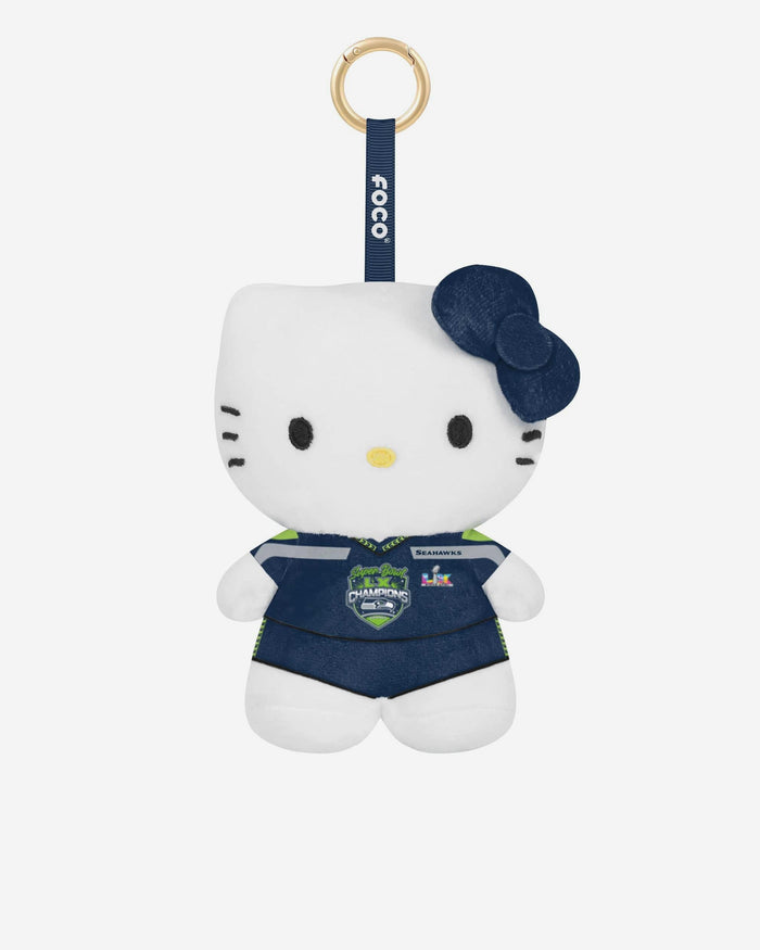 Seattle Seahawks Super Bowl LX Champions Plush Hello Kitty® Bag Charm Keychain FOCO - FOCO.com