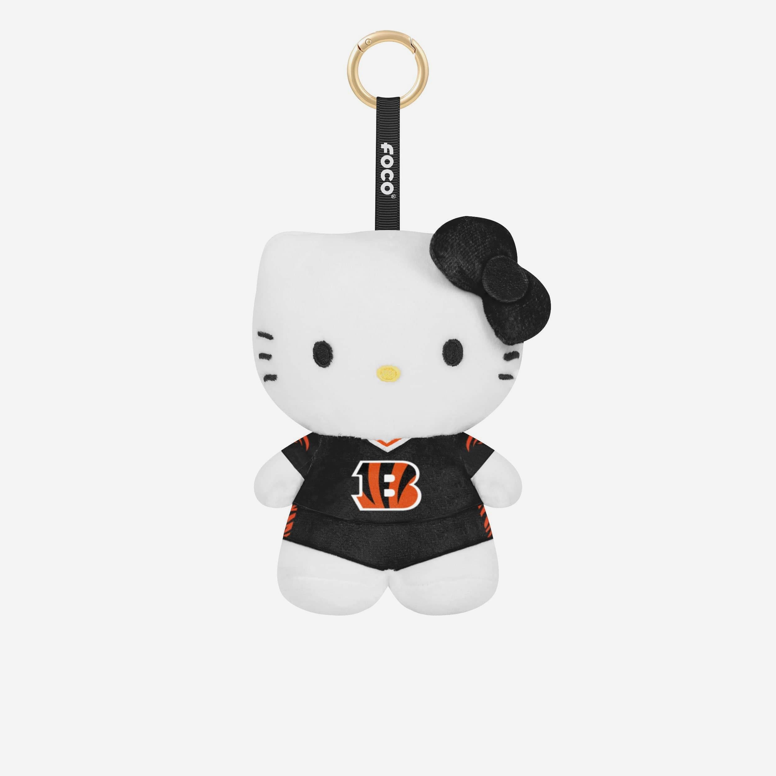 Cincinnati Bengals Plush Hello Kitty® Bag Charm Keychain FOCO