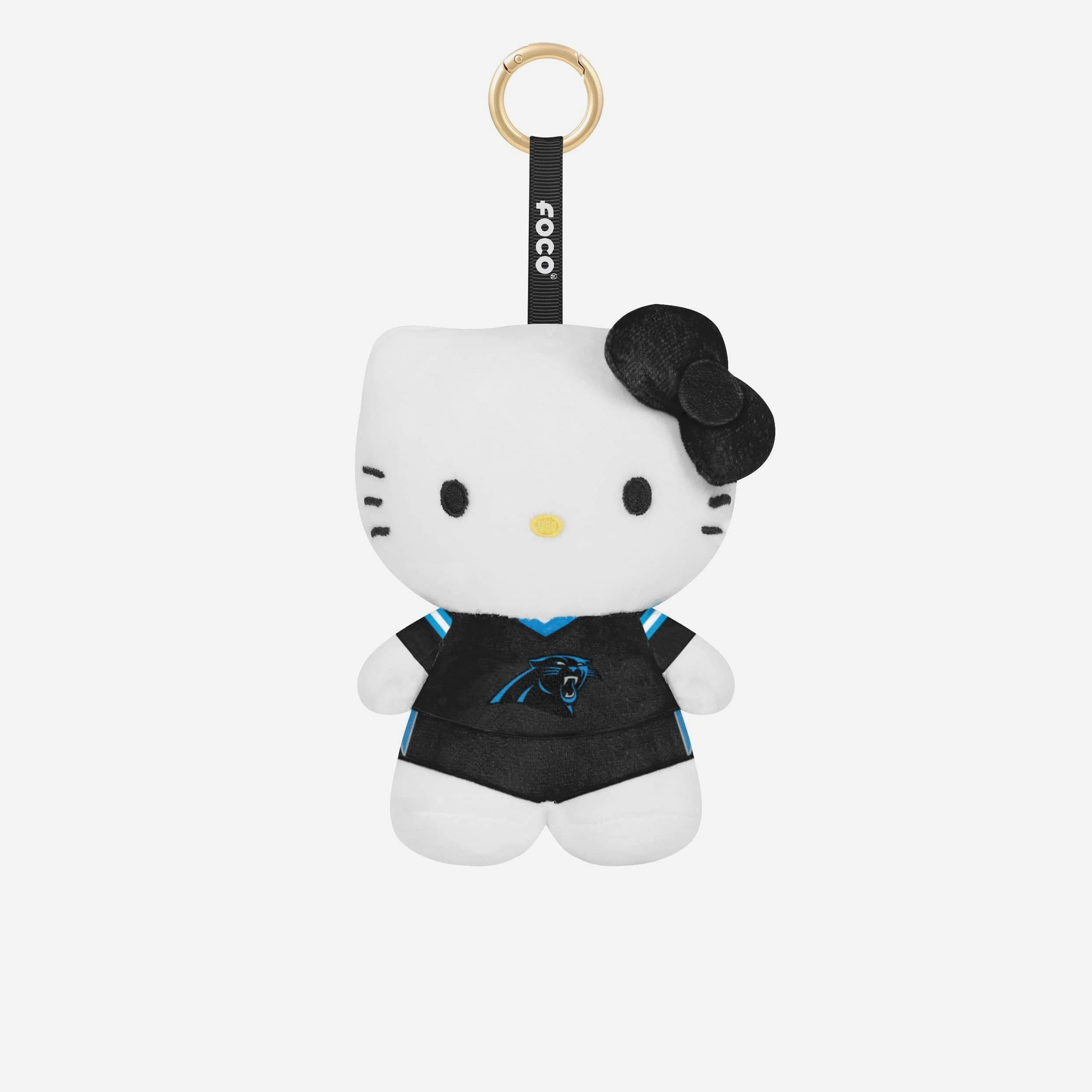 Carolina Panthers Plush Hello Kitty® Bag Charm Keychain FOCO