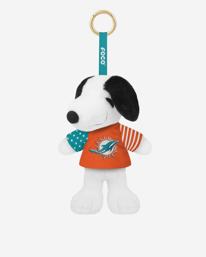 Miami Dolphins Americana Plush Snoopy Peanuts Bag Charm Keychain FOCO - FOCO.com