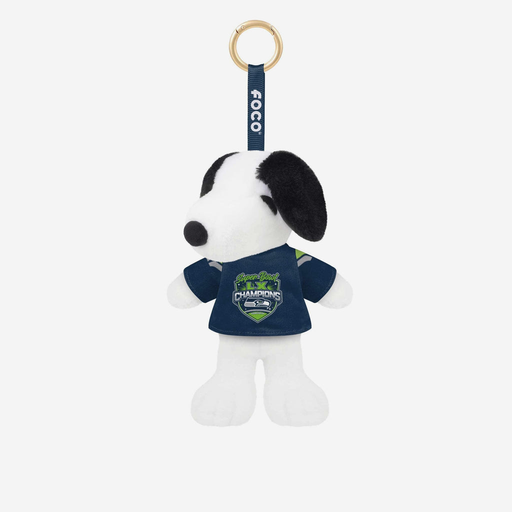 Seattle Seahawks Super Bowl LX Champions Plush Snoopy Peanuts Bag Charm Keychain FOCO - FOCO.com