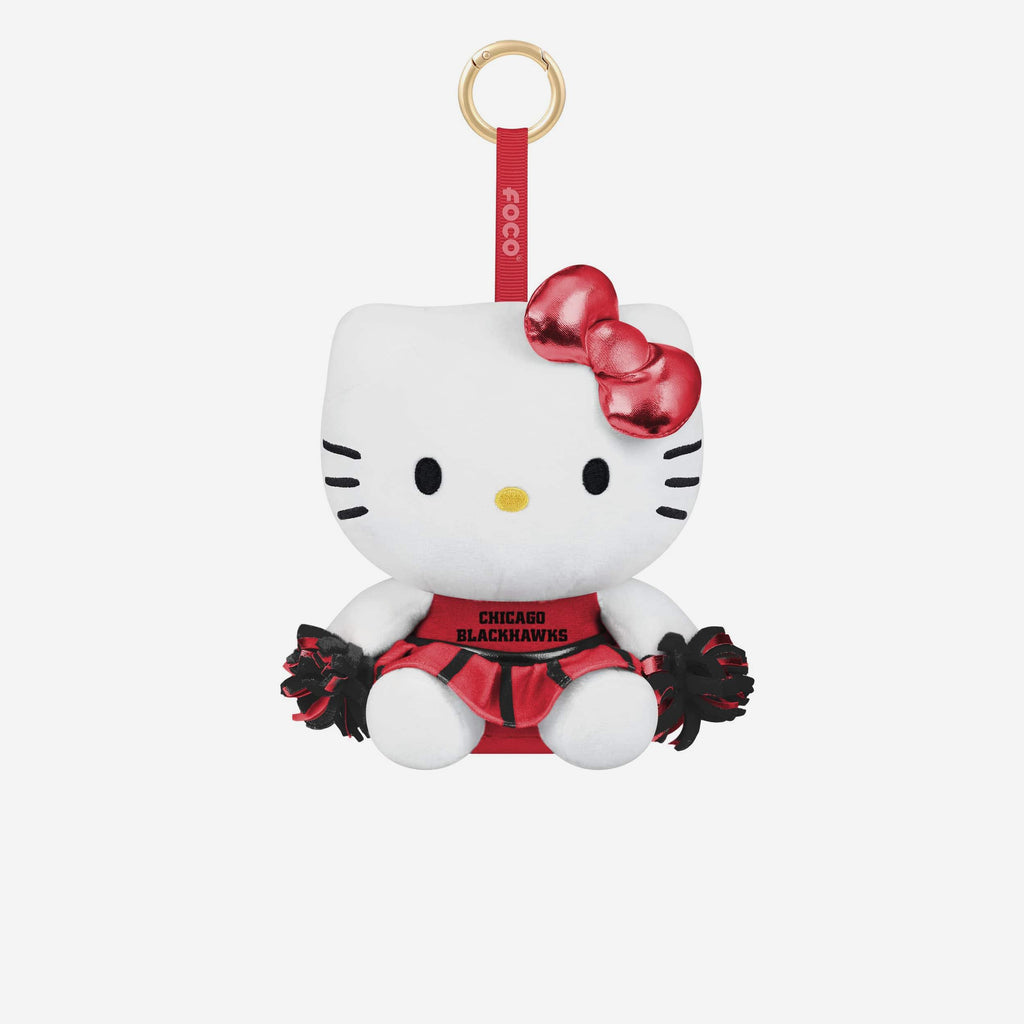 Chicago Blackhawks Plush Hello Kitty® Cheer Outfit Bag Charm Keychain FOCO - FOCO.com