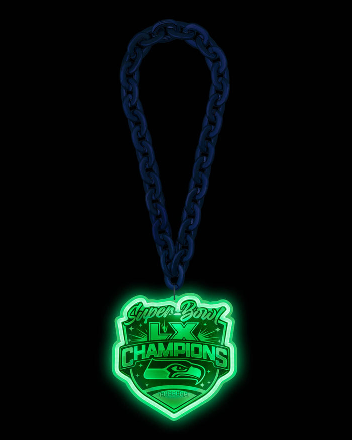 Seattle Seahawks Super Bowl LX Champions Neon Light Up Big Logo Chain FOCO - FOCO.com