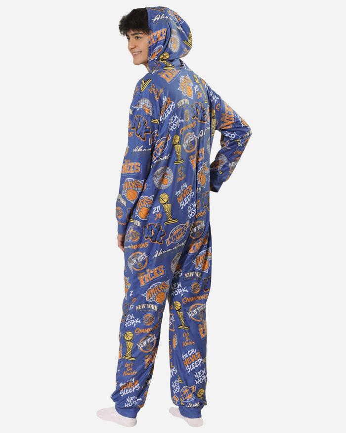 New York Knicks 2026 NBA Champions Banner Ugly Pattern One Piece Pajamas FOCO S - FOCO.com