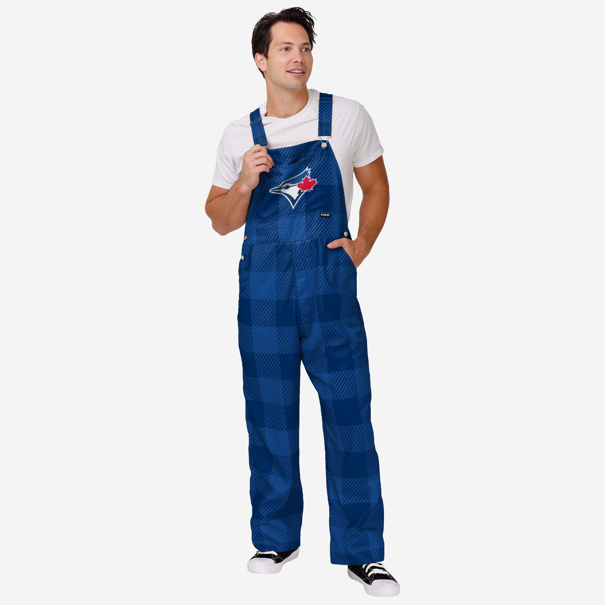 Toronto Blue Jays Mens Plaid Bib Overalls FOCO
