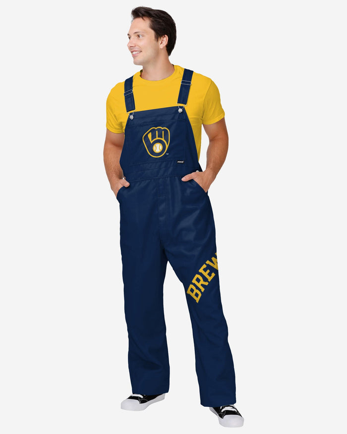 Milwaukee Brewers Mens Big Logo Bib Overalls FOCO
