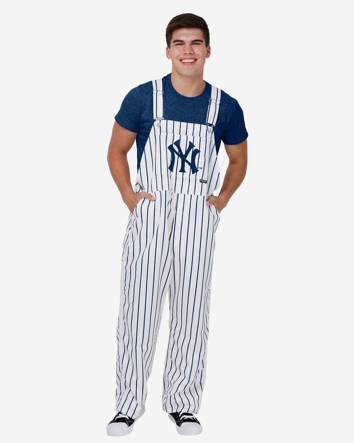 FOCO New York Yankees Mens Pinstripe Bib Overalls, Mens Size: XL