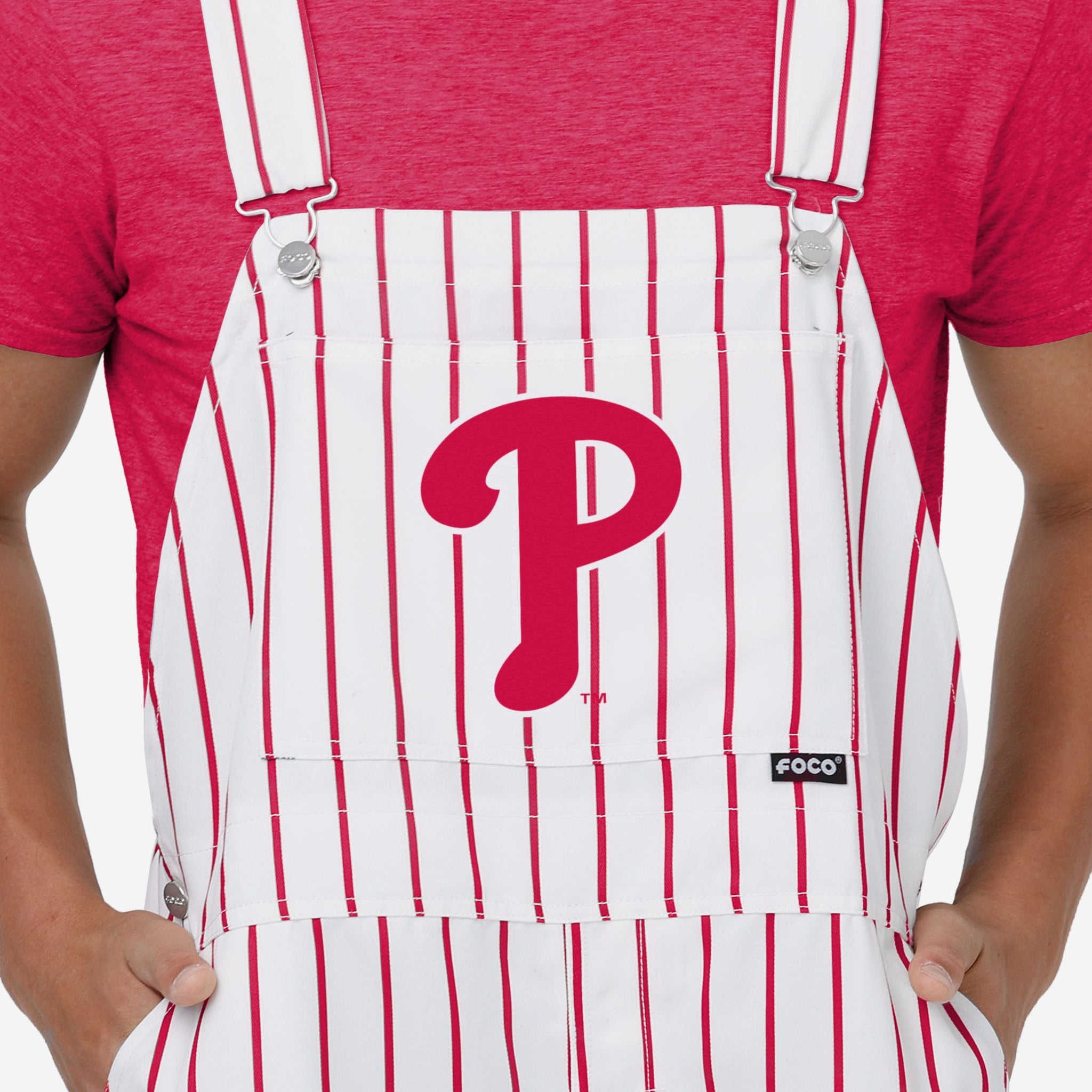 FOCO Philadelphia Phillies Mens Pinstripe Bib Overalls, Mens Size: M