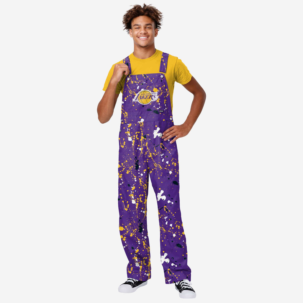 Los Angeles Lakers Mens Paint Splatter Bib Overalls FOCO S - FOCO.com