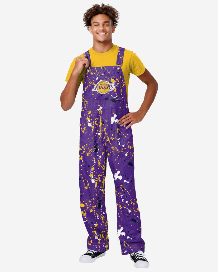 Los Angeles Lakers Mens Paint Splatter Bib Overalls FOCO S - FOCO.com
