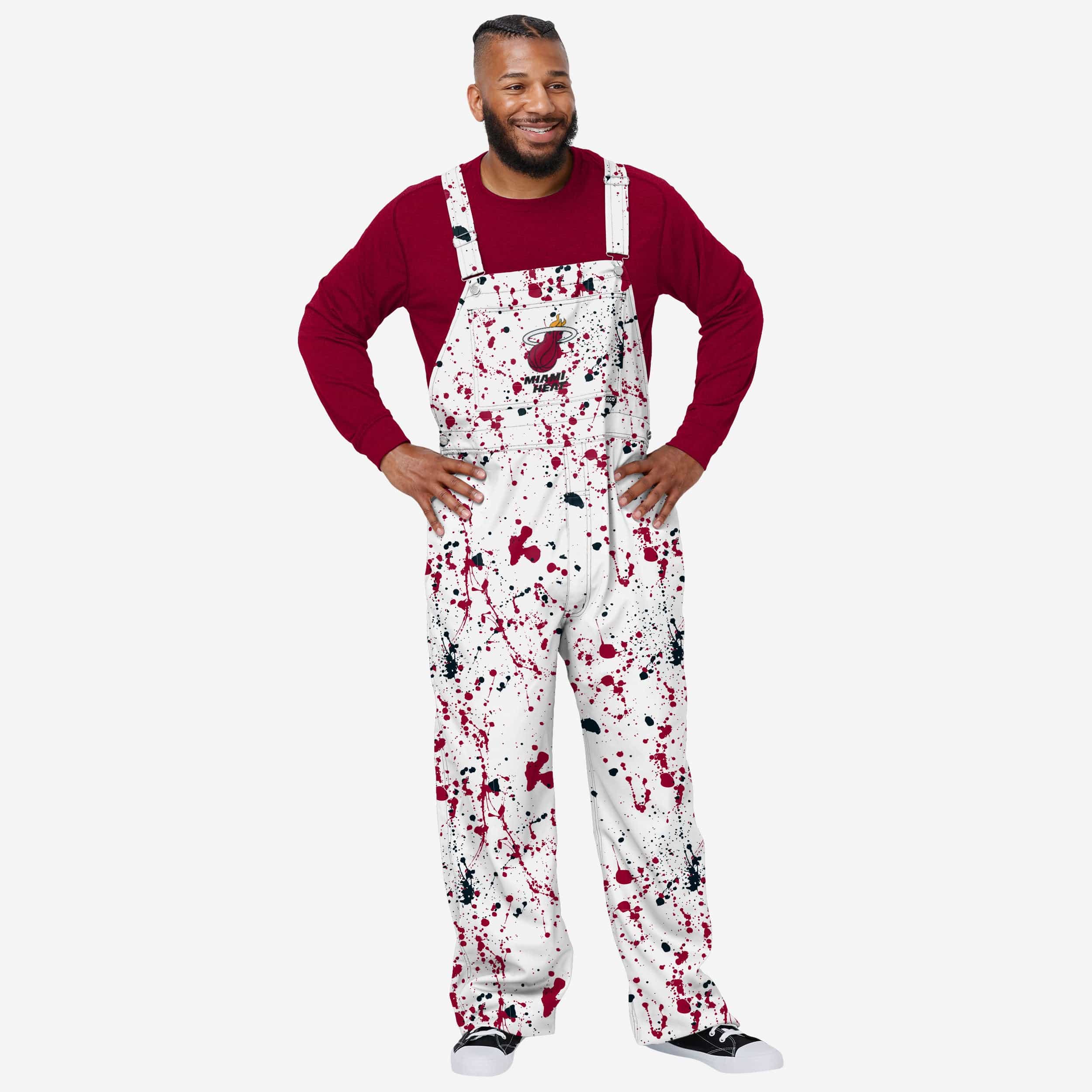 Miami Heat Mens Paint Splatter Bib Overalls FOCO
