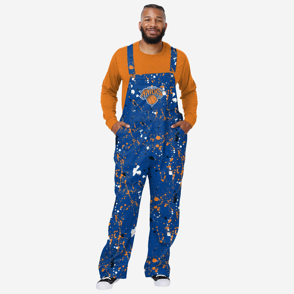 New York Knicks Mens Paint Splatter Bib Overalls FOCO