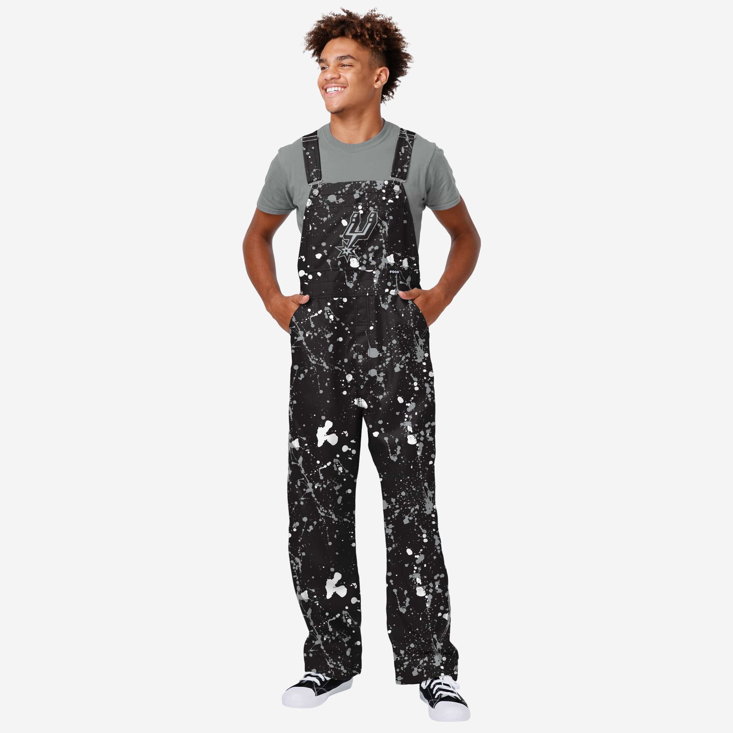 San Antonio Spurs Mens Paint Splatter Bib Overalls FOCO