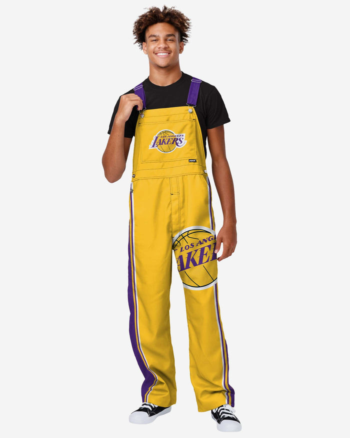 Los Angeles Lakers Mens Team Stripe Bib Overalls FOCO S - FOCO.com