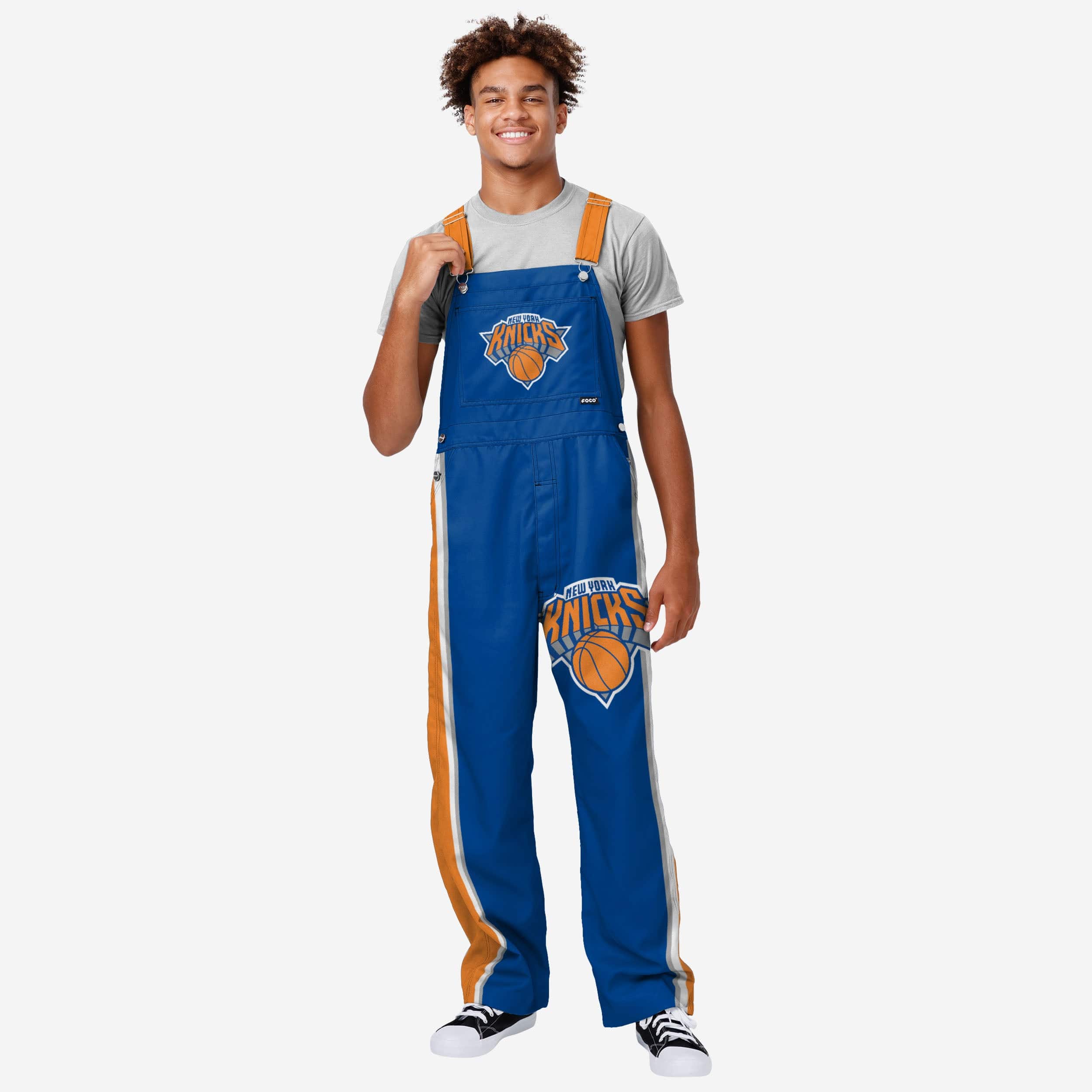 New York Knicks Mens Team Stripe Bib Overalls FOCO
