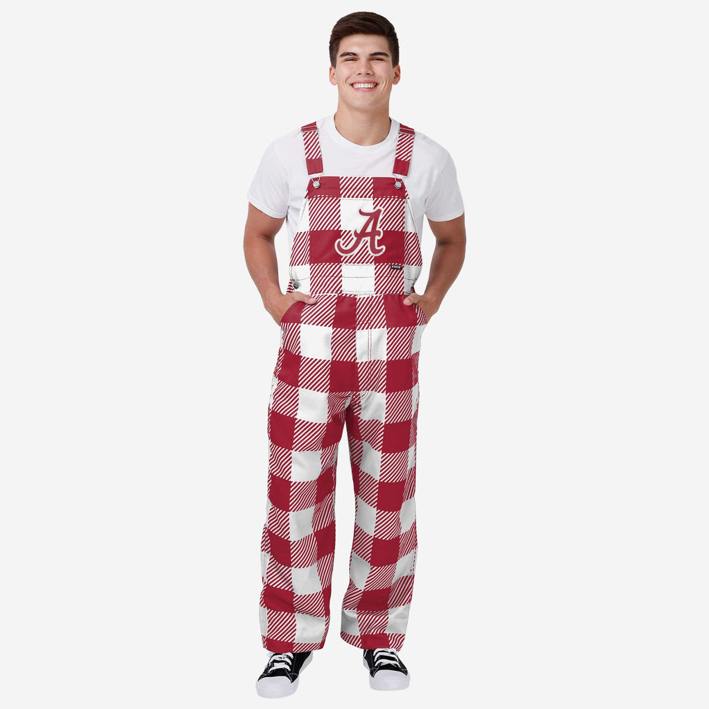 Alabama Crimson Tide Mens Plaid Bib Overalls FOCO