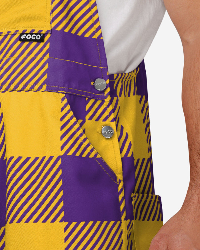 LSU Tigers Mens Plaid Bib Overalls FOCO - FOCO.com