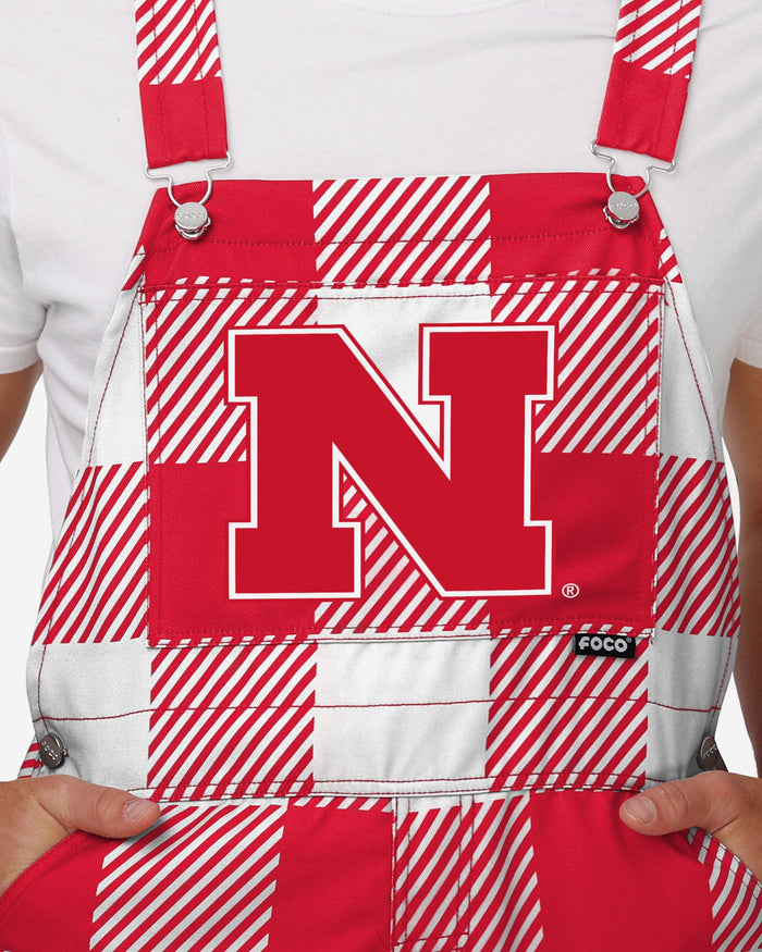 Nebraska Cornhuskers Mens Plaid Bib Overalls FOCO - FOCO.com