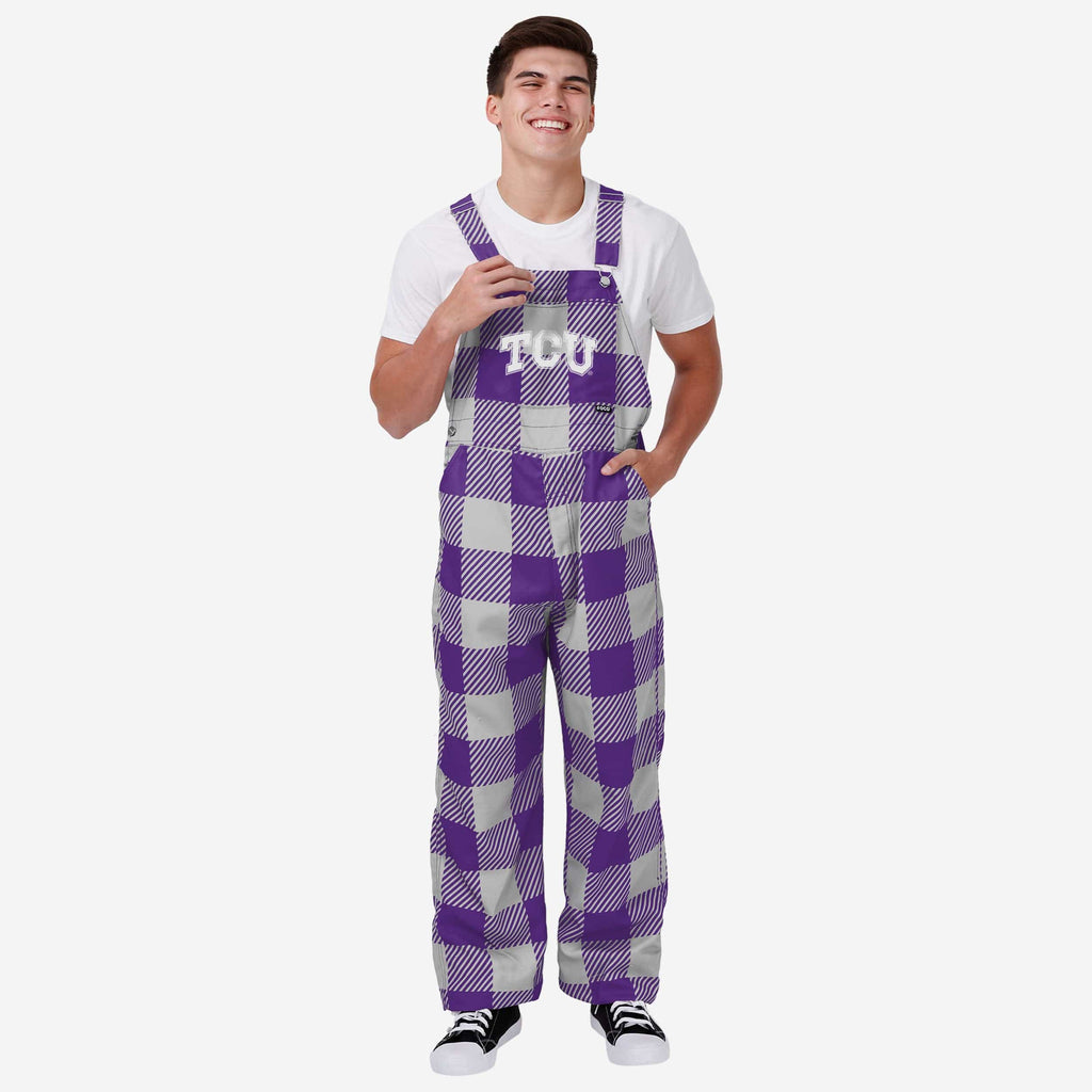 TCU Horned Frogs Mens Plaid Bib Overalls FOCO S - FOCO.com