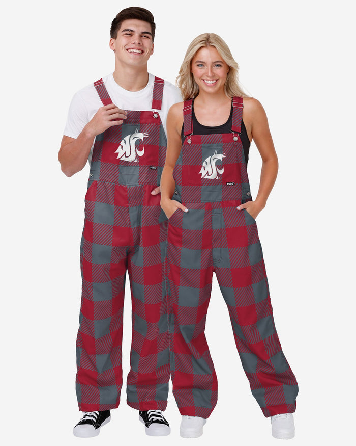 Washington State Cougars Mens Plaid Bib Overalls FOCO - FOCO.com