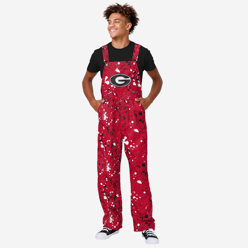 Georgia Bulldogs Mens Paint Splatter Bib Overalls FOCO S - FOCO.com