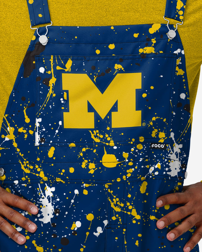 Michigan Wolverines Mens Paint Splatter Bib Overalls FOCO - FOCO.com
