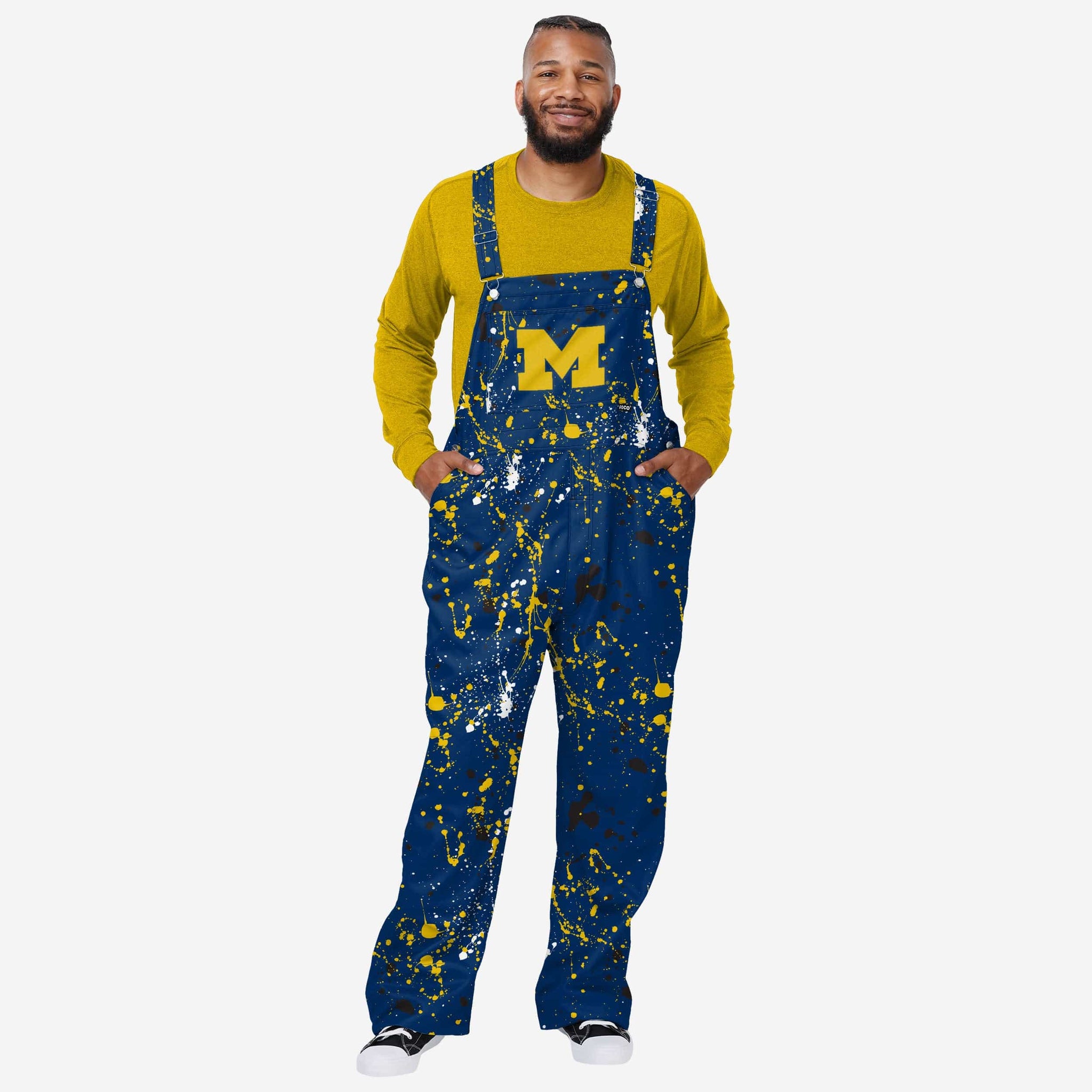 Michigan Wolverines Mens Paint Splatter Bib Overalls