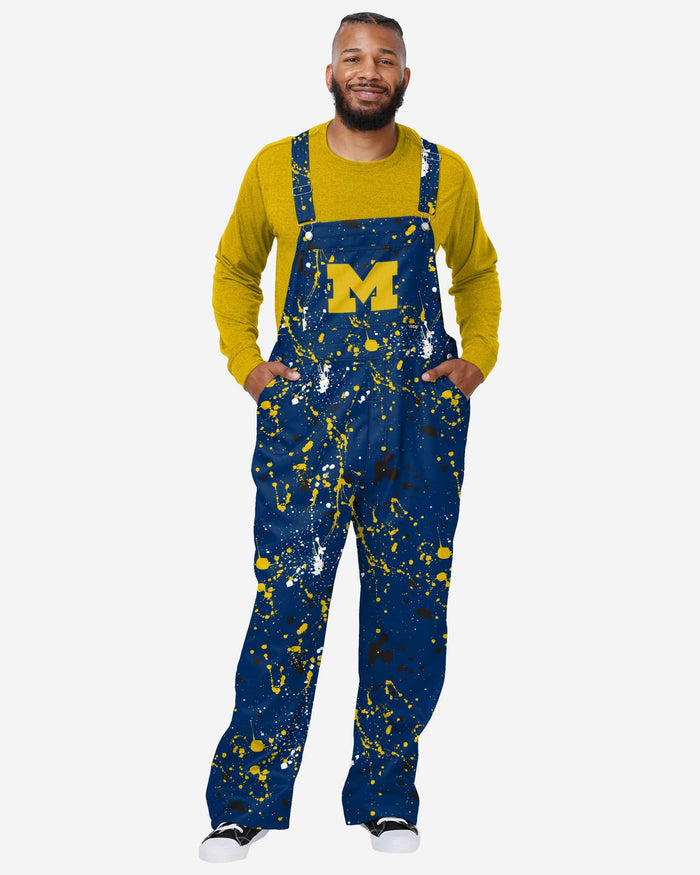Michigan Wolverines Mens Paint Splatter Bib Overalls FOCO S - FOCO.com