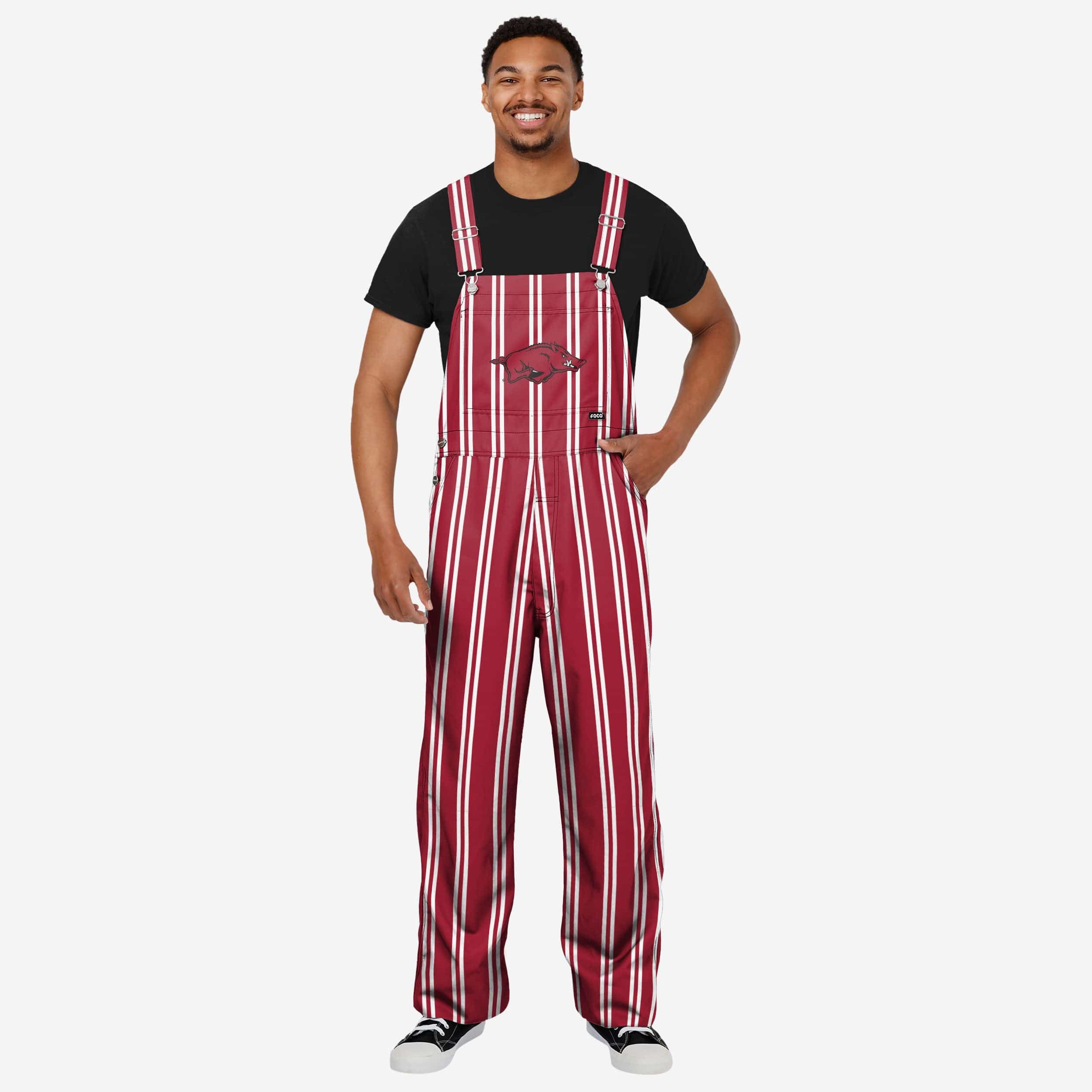 Arkansas Razorbacks Mens Sideline Spirit Bib Overalls FOCO