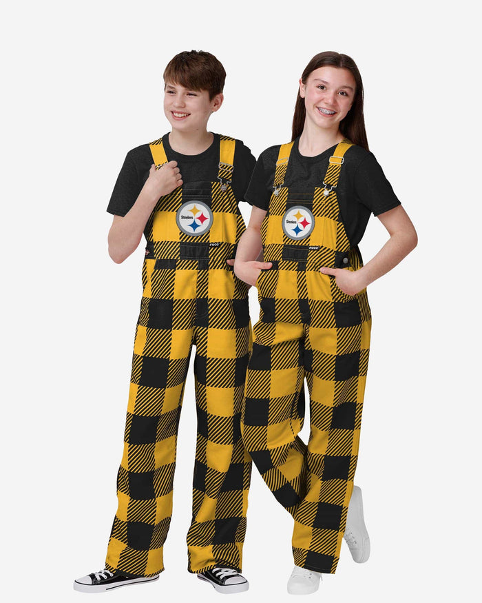 Pittsburgh Steelers Youth Plaid Bib Overalls FOCO 8 (S) - FOCO.com