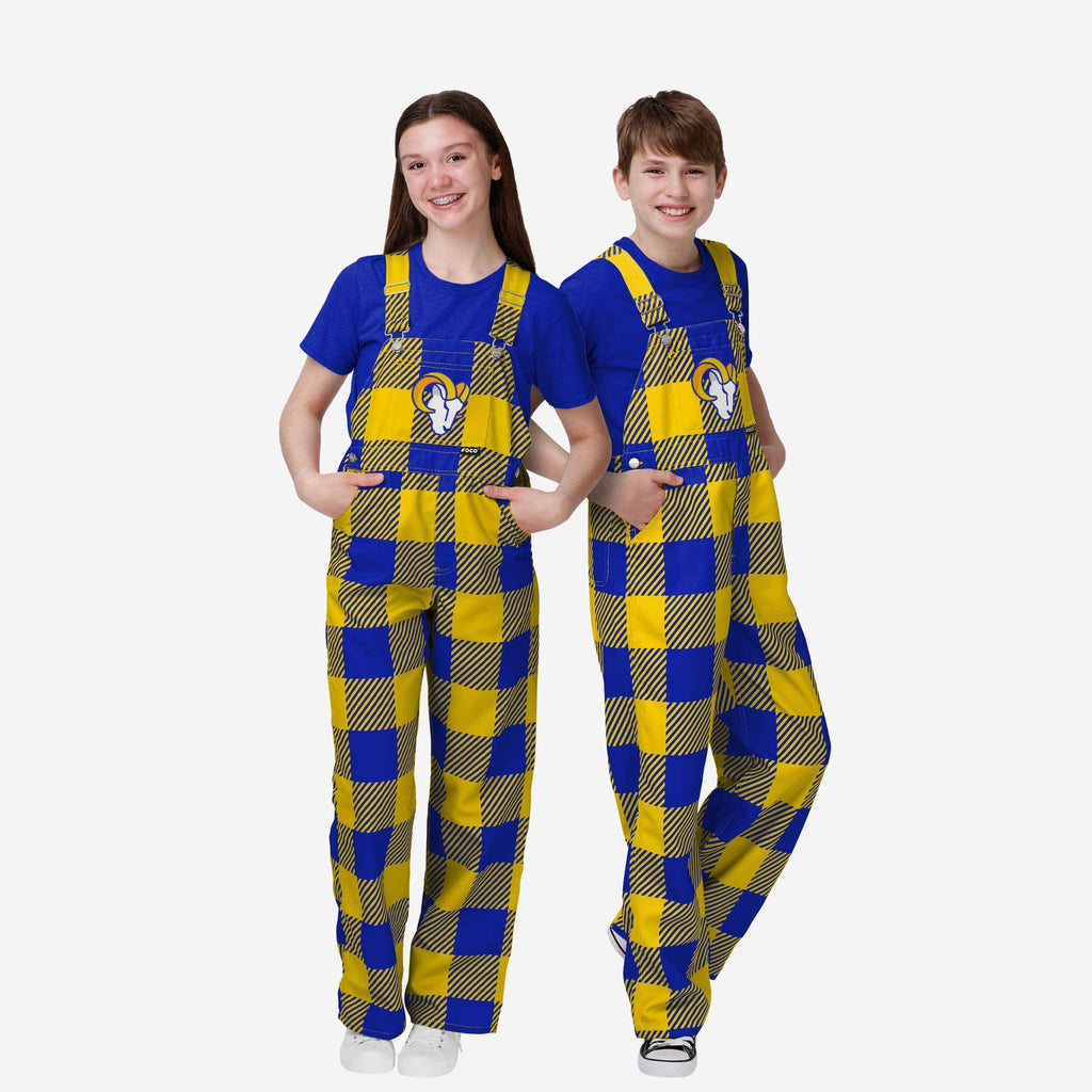 Los Angeles Rams Buffalo Youth Plaid Bib Overalls FOCO