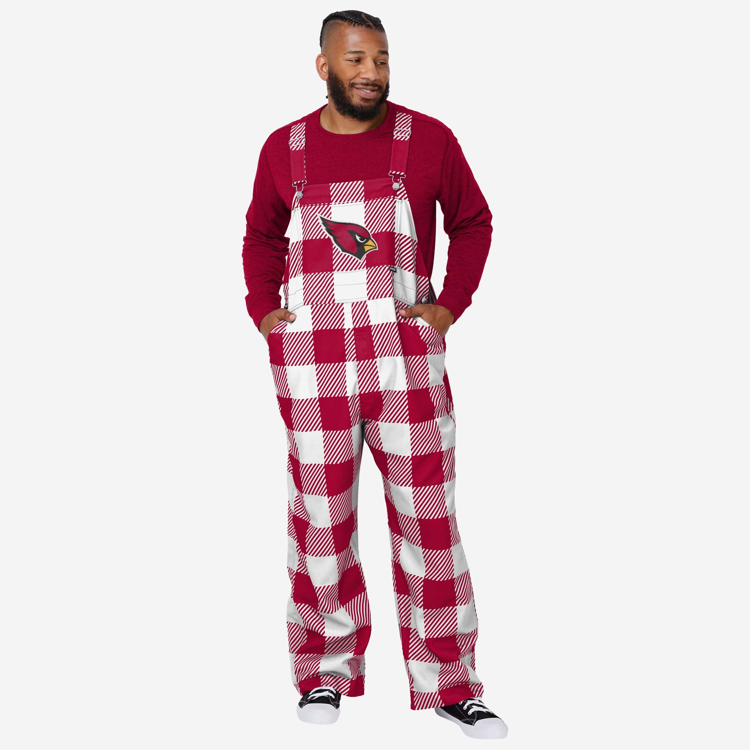 Arizona Cardinals Mens Plaid Bib Overalls FOCO