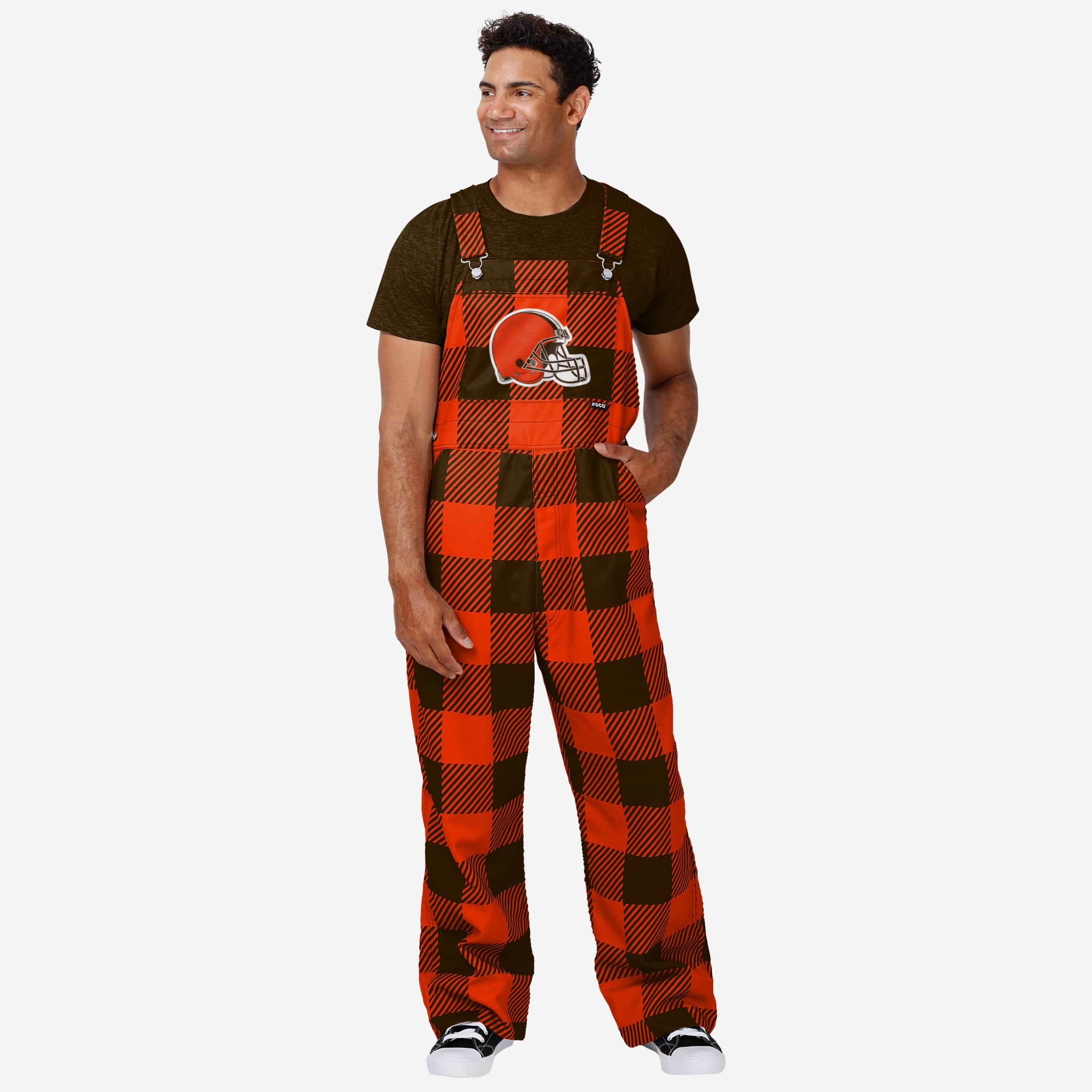 Cleveland Browns Mens Plaid Bib Overalls FOCO