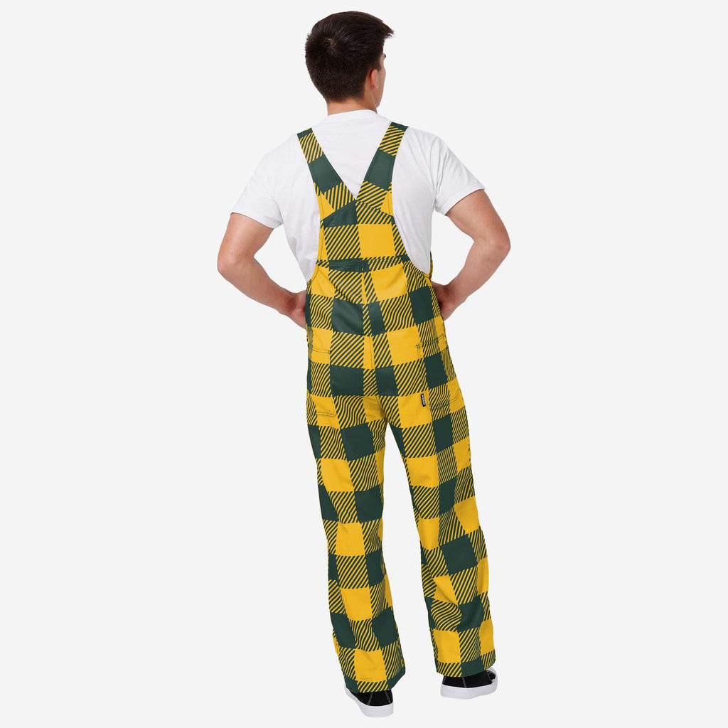 Green Bay Packers Mens Plaid Bib Overalls FOCO